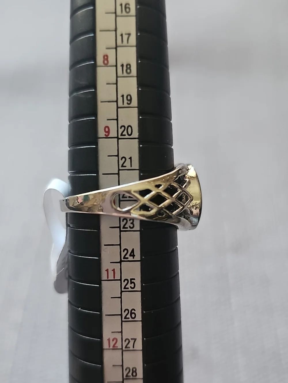 Faux Black Onyx Silver Filigree Signet Ring Size 10